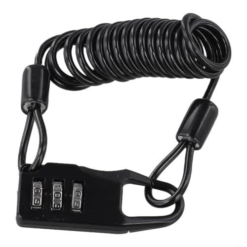 Belnotelt Cerradura compacta para casco de motocicleta con cable de 1 m, combinación de aleación de zinc, para casco de moto eléctrica, accesorio antirrobo portátil