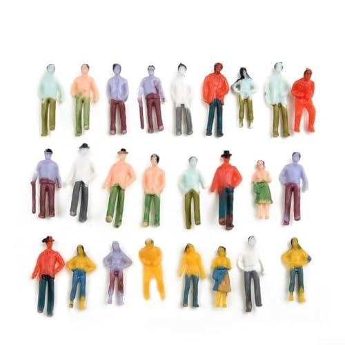 Glomc Figuras de personas modelo a escala 1:75, 25/100 piezas pintadas para pasajeros de tren de ferrocarril para dioramas, diseños de arquitectura, escenas de arquitectura, juego de miniaturas de