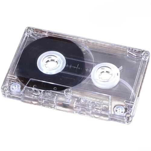 Cinta magnética vacía de casete de audio de 45/60/90 minutos, transparente Compact Cassette para grabación de voz y música, medio de almacenamiento robusto de plástico y metal para (90 minutos)