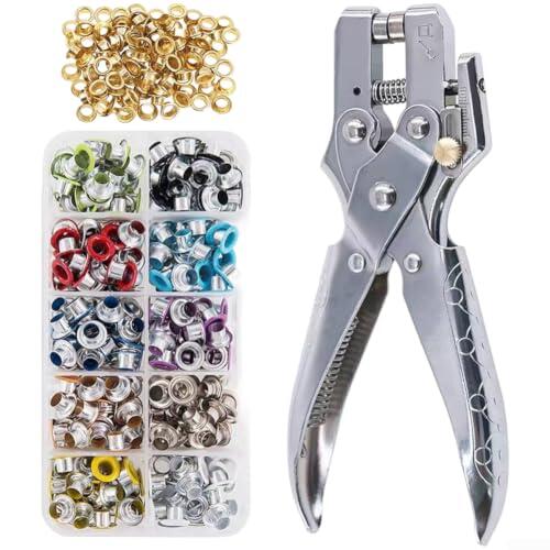 Juego de 400 ojales con ojales de 5 mm, alicates y perforador para lona, cuero, ropa, zapatos, bolsos, cinturones, cortinas