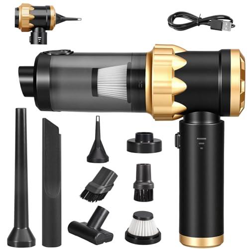 Aspiradora de Mano Coche Potente Aspirador, 26000 PA Aspiradora de Mano Sin Cable, Mini Aspirador Portatil, Ideal para la Limpieza del Coche y del Hogar, Oro Negro