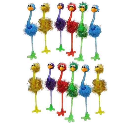 PIXZCSA 12 bolígrafos con forma de pato, elegantes y de escritura suave, ideales para estudiantes y cualquier otra necesidad. 12 bolígrafos de avestruz,