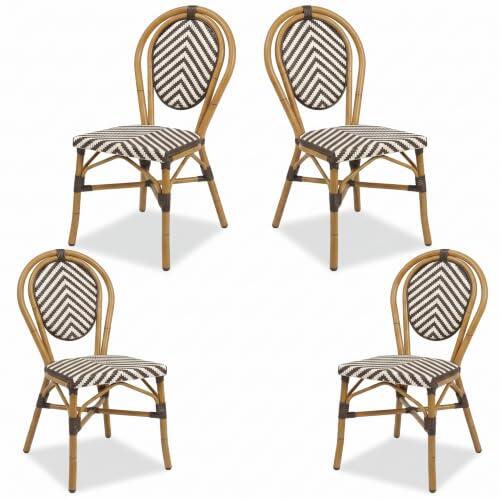 Mueblo Pack de 4 Sillas de Jardín Exterior de Ratán Sintético Bistro