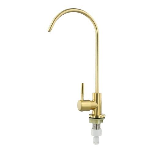 LatoYard Grifo de agua potable para fregadero de cocina con filtración avanzada, construcción duradera de acero inoxidable, fácil control de flujo, ahorro de espacio, acabado dorado