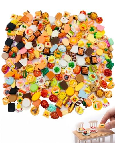 RAVNIX 80 Piezas Comida Miniatura de Resina para Casa de Muñecas, Mini Alimentos y Bebidas Resistentes para Dioramas y Manualidades Creativas