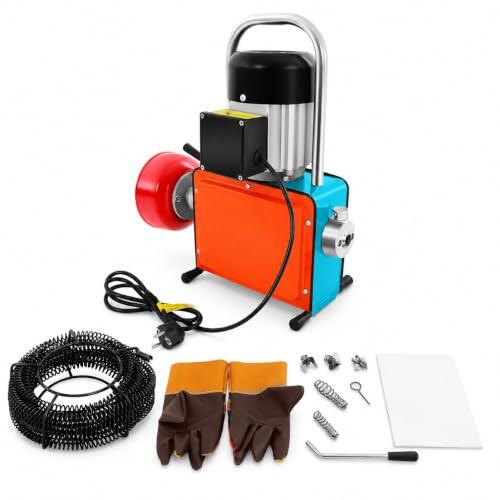 Limpiador de tuberías eléctrico de 1000 W, limpiador de desagües, limpiador de tuberías en espiral, dispositivo de limpieza con espiral de 12 m para desagüe, inodoro, cocina, baño, ducha, fregadero y