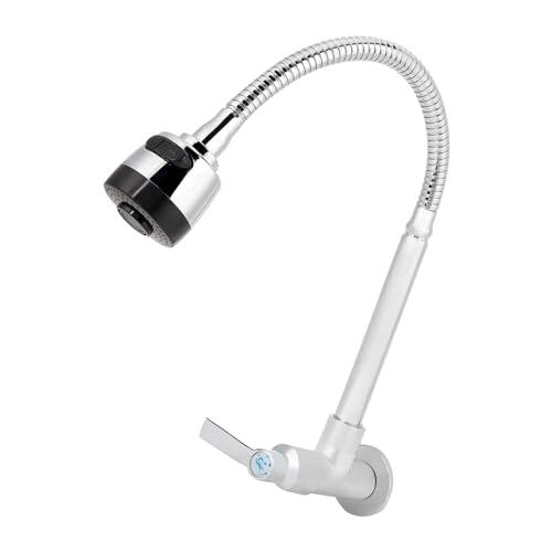 Domary Grifo de Cocina de Montaje en Pared Giratorio 360 con Grifo Agua Fría Individual G1/2 Pulgadas con Cobre Primera Calidad y Acero Inoxidable para Fregadero Cocina,