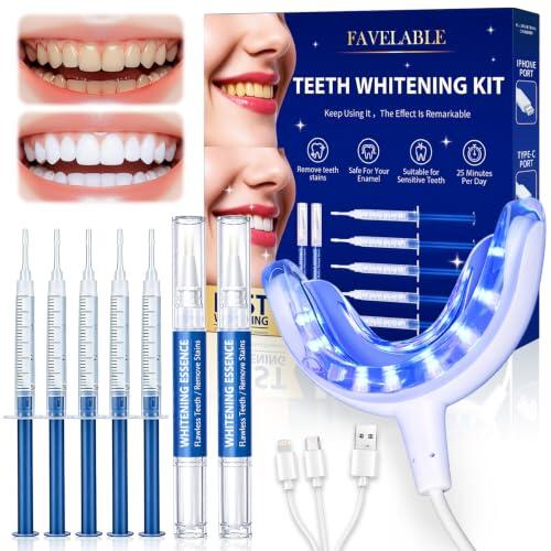 Kit Blanqueador Dental, 5 Geles Blanqueadores,2 Lapiz Blanqueador Dental,Incluye Bandeja Bucal, Ayuda a Reducir las Manchas de Café y Té para una Sonrisa Más Blanca
