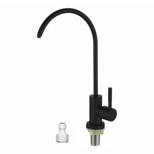 SageFurned Grifo de cocina de acero inoxidable negro para agua potable, giratorio 360°, monomando, a prueba de fugas, instalación fácil, minimalista