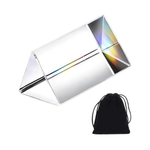 QEXUJOW Prismas,Un prisma óptico triangular de cristal transparente K9, de 40 x 21 x 21 mm, utilizado para la división de haces en experimentos físicos.