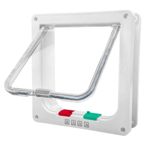 Fyrindel ABS Acrílico Gateras para Gatitos, Puertas Cachorros, Puerta para Gatos, Gatera para Mascotas Pequeño, Ventana Gato Magnética con Bloqueo Giratorio de 4 Vías, Interior y Exterior, Blancas.