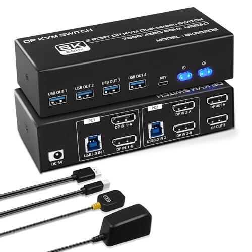 Domina Dos Ordenadores con Dos Monitores: Análisis del KVM Switch DisplayPort 8K