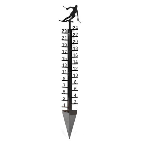 Aramox Varilla Medidora de Nieve de 24 Pulgadas, Regla de Nieve de Metal de Acero Inoxidable, Escala Precisa de Altura de 90 Cm, Marcas Claras para Medición de Al Aire Libre, Uso en Patios de