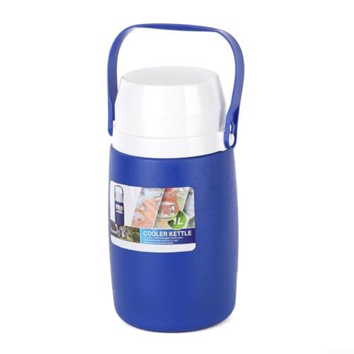 Jarra de agua deportiva aislada de 1 litro, botella enfriadora de agua portátil con asa para camping, playa, picnic, mantiene las bebidas frías o calientes, boca ancha para una fácil limpieza y hielo