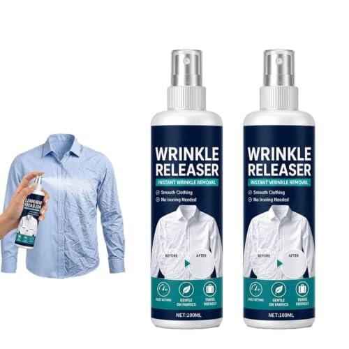 Instant Wrinkle Releaser Spray, Wrinkle Release Spray - Smooths Creases In Seconds, Travel Garment Refresher, No Ironing Needed For Shirts, Dresses & Business Trips (2 Pcs)