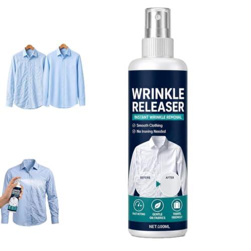 Instant Wrinkle Releaser Spray, Wrinkle Release Spray - Smooths Creases In Seconds, Travel Garment Refresher, No Ironing Needed For Shirts, Dresses & Business Trips (1 Pcs)