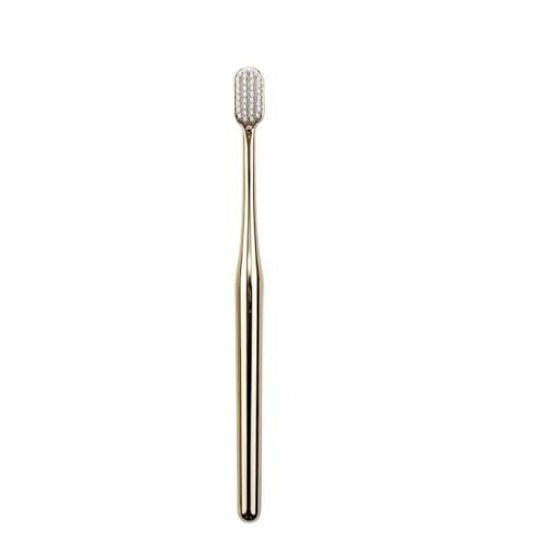 Cepillos dentales manuales de limpieza profunda, cepillo de dientes para el cuidado bucal, cepillo de dientes de pelo suave de lujo para adultos (dorado y blanco)