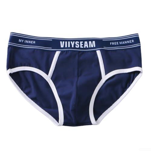 Calzoncillos de algodón para hombre, ropa interior suave y transpirable, estilo deportivo clásico para uso diario, ajuste cómodo M-2XL (M azul oscuro)