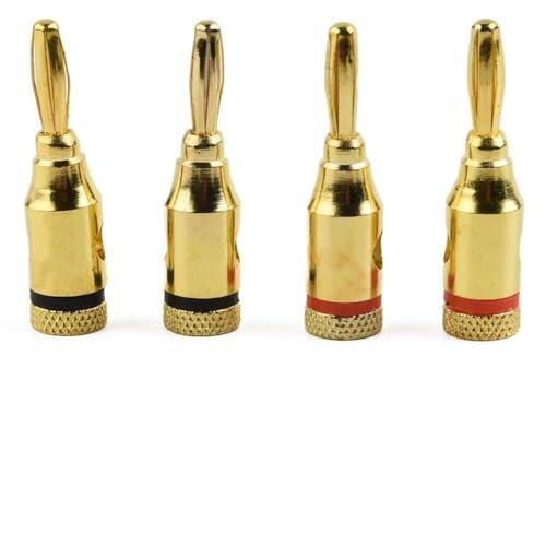 4 cables de 4 mm macho tipo banana para altavoz de audio con revestimiento dorado y diseñado para insertar y quitar repetidamente