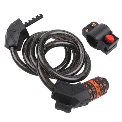 Honseadek Candado de bicicleta resistente con combinación de 5 dígitos, cable de acero grueso de 12 mm, seguridad antirrobo, cabezal de aleación de zinc resistente a la intemperie para bicicletas de