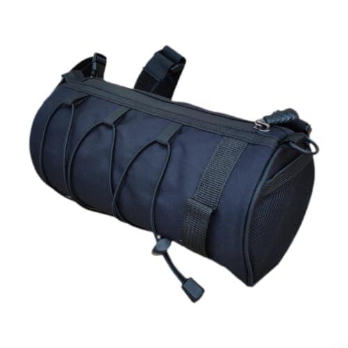 Bolsa de manillar de bicicleta impermeable de nailon con correa para el hombro, soporte multiposición para ciclismo de carretera, viajes y camping, color negro