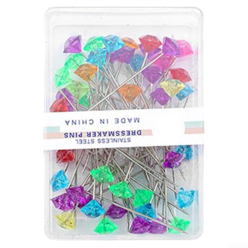 QuivyLivy 50 pines de costura rectos extralargos para coser y posicionar a mano, agujas de acolchado de plástico y metal, herramienta de manualidades para capas de tela y proyectos de bordado (A)