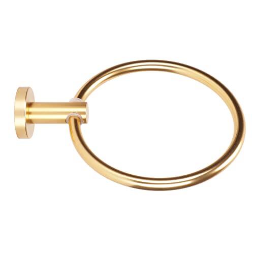 FTVOGUE Toallero Espacio Aluminio Redondo Toallero de Mano 17 X 17 Cm Hardware de Baño Montado en la Pared para Baño Balcón Hotel Instalación de Perforación Dorada (Gold)