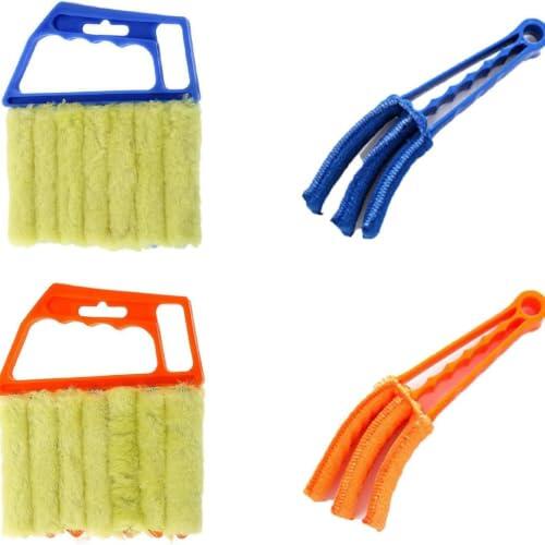 4 herramientas limpiadoras de persianas, plumero veneciano para ventanas con fundas de microfibra de 7 dedos, limpiador de aire acondicionado de 3 puntas para persianas, rejillas de ventilación y