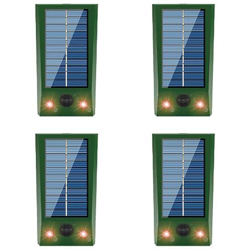 HUAJUEJUE 4X Unidad de ultrasonido Solar para Gatos Unidad de Ciervo al Aire Libre con Flash de frecuencia Impermeable Destructor de Animales solares Zorro disuasión Perro Lobo jardín