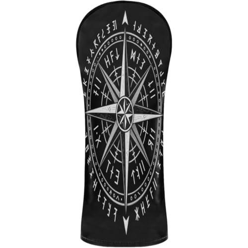 Fundas para cabezas de palos de golf, funda impermeable de cuero de primera calidad con etiqueta de número para conductor Fairway Wood Hybrids Lucky Charm Viking Vegvísir