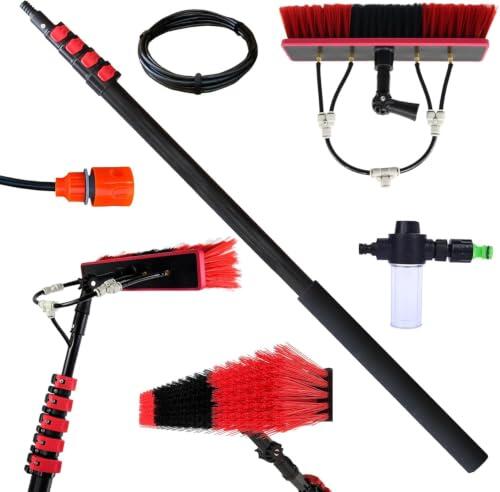 Kit De Lavado De 3,6-6 M, Cepillo con Alimentación De Agua, Kit Telescópico para Limpieza De Ventanas, Dispensador De Jabón Y Grifo, Extensión De Limpieza para LIM, 55cm Brush Head, 3.6M