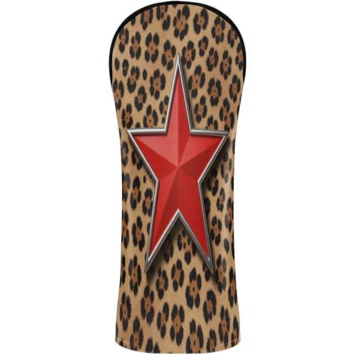Funda de golf de cuero de primera calidad con etiquetas intercambiables con números para conductor, diseño de madera de Fairway, diseño de guepardo estético híbrido con colgante de estrellas Y2k