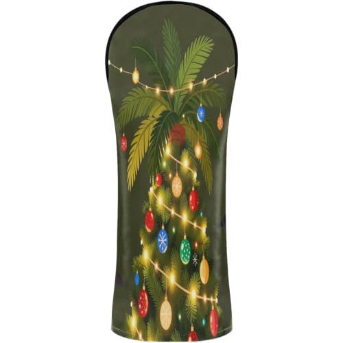 Fundas de golf de cuero de primera calidad con etiquetas intercambiables para conductor Fairway Wood Hybrid Christmas Palm Tree Light Hawaiian Tropical Xmas