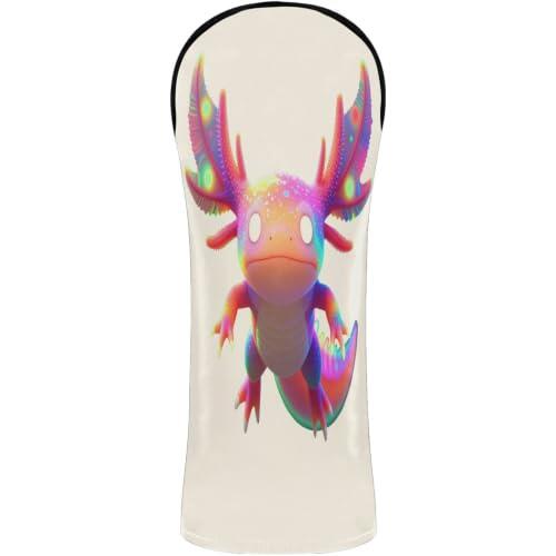 Fundas para cabeza de palos de golf, funda impermeable de cuero de primera calidad con etiquetas de números para conductor, húbrido de madera de Fairway, hermoso y colorido ajolote