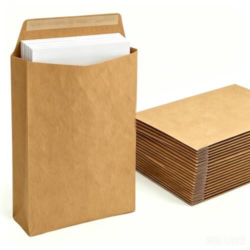 Twzqsyw Sobres con fuelle tamaño A4, sobres grandes expandibles, color marrón, 229 x 334 mm, 5 unidades