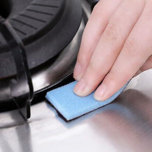 WheatThrive Esponja de limpieza de arena, esponja de limpieza de cocina, almohadilla de pulido de lechada, estropajo resistente para ollas, platos, eliminación de manchas difíciles, antiarañazos