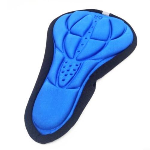 Besttoolifes Sillín de bicicleta, ergonómico contorneado con textura antideslizante, tela de poliéster que absorbe el sudor, ajuste a asientos estándar (azul)