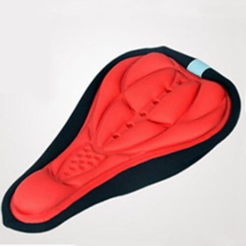 Besttoolifes Sillín de bicicleta, ergonómico contorneado con textura antideslizante, tela de poliéster que absorbe el sudor, ajuste a asientos estándar (rojo)