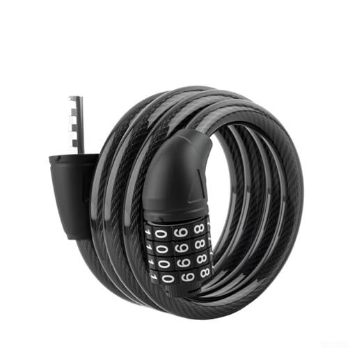 Caswynlife Candado de bicicleta resistente de 120 cm, con combinación de 4 dígitos, resistente al agua, recubierto de PVC, para bicicletas de montaña y carretera (negro)