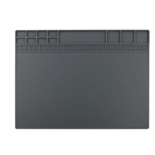 Alfombrilla de soldadura de silicona gris resistente al calor hasta 932f para reparación de electrónica, teléfono, laptop, cámara, placa de circuito, almohadilla de protección para banco de trabajo