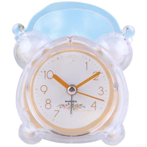 Reloj despertador silencioso que funciona con pilas con luz nocturna, bonito reloj de escritorio brillante de color caramelo para dormitorio de estudiantes, movimiento de barrido silencioso