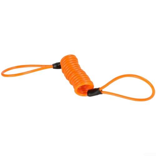 Caswynlife Cerradura de freno de disco de acero inoxidable con alarma, cable de seguridad antirrobo, para casco de motocicleta y bicicleta eléctrica, cuerda flexible de 1,2 m/1,5 m (1,2 metros naranja