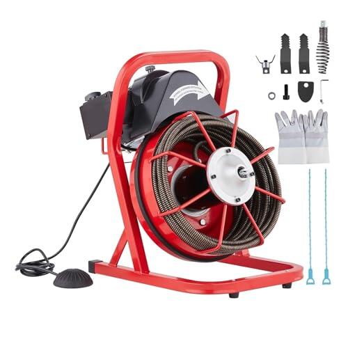 Máquina limpiadora de desagües de 15 m de alimentación manual de 250 W con pie activado por aire para una potente capacidad de limpieza y limpieza de alcantarillado