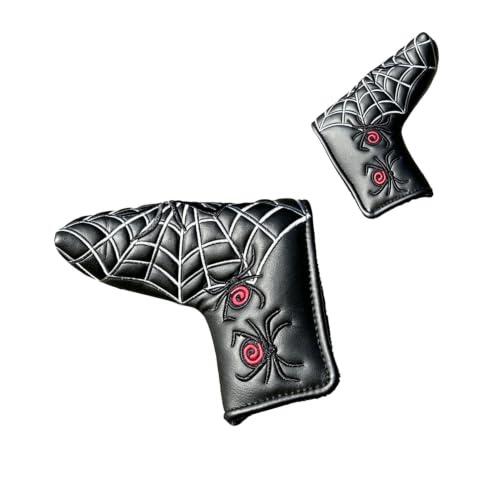Accesorio Golf Piel PU con Bordado Araña, Funda Protectora para Putter De Línea Recta Nuevo Modelo Negro Talla única