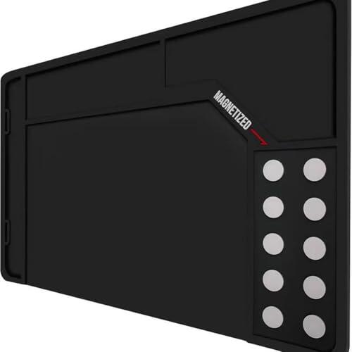 Alfombrilla de limpieza de goma resistente al calor con base antideslizante y puntos organizadores, ideal para soldadores y mantenimiento de herramientas, marrón negro, 420 x 265 x 4,5 mm (420 x 265 x