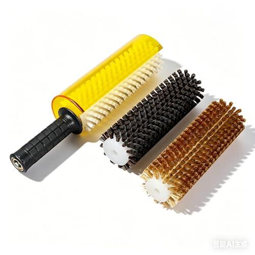 Kit de cepillos para cera de snowboard, con 3 cepillos intercambiables (latón, crin de caballo, nailon), con protector de eje, para una limpieza rápida y un acabado pulido y deslizante. ( 150mm)