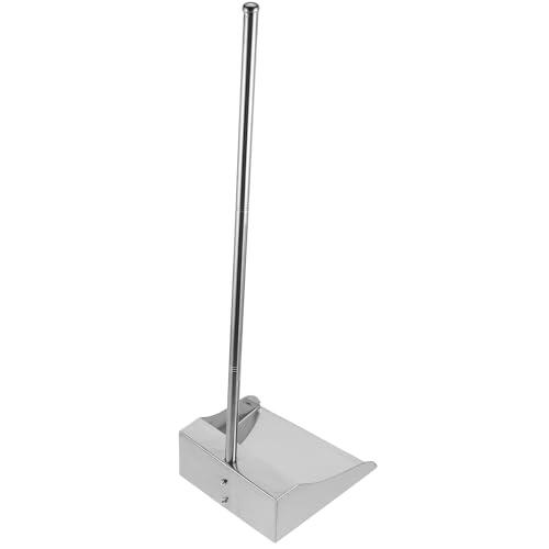 LIFKICH Recogedor de basura de acero inoxidable con mango ergonómico y pala ancha para uso doméstico y exterior, gran capacidad