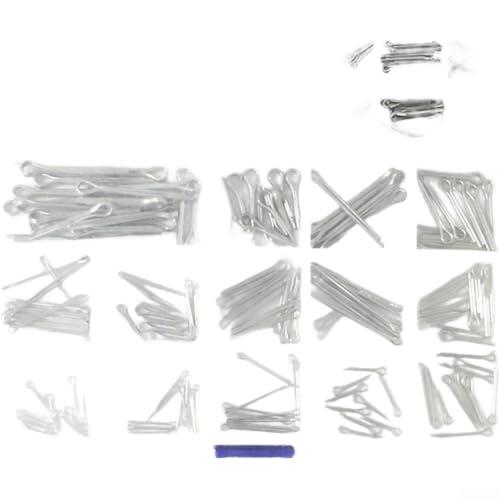 Juego de 175 pasadores galvanizados de 5 tamaños para maquinaria, kit surtido de pinzas resistentes a la corrosión, 35 unidades de acero azul (B)