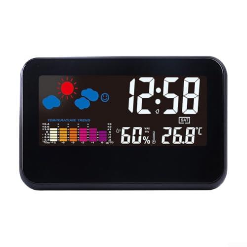 Reloj despertador avanzado de escritorio con pantalla a color, actualizaciones meteorológicas en tiempo real, termómetro e higrómetro, dispositivo inteligente activado por voz (A)