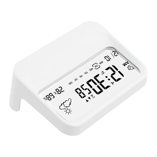 Reloj despertador digital con temporizador de cuenta regresiva visual más monitoreo de temperatura para escritorio de dormitorio, pantalla transparente grande, mecanismo silencioso, tres niveles de